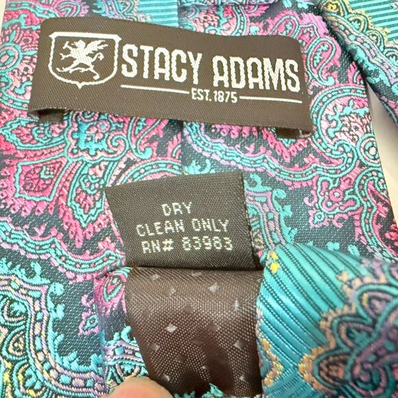 Stacy Adams Men's Neck Tie 100% Microfiber Neckwear 3.5" Wide Vibrant Pattern - Picture 11 of 12